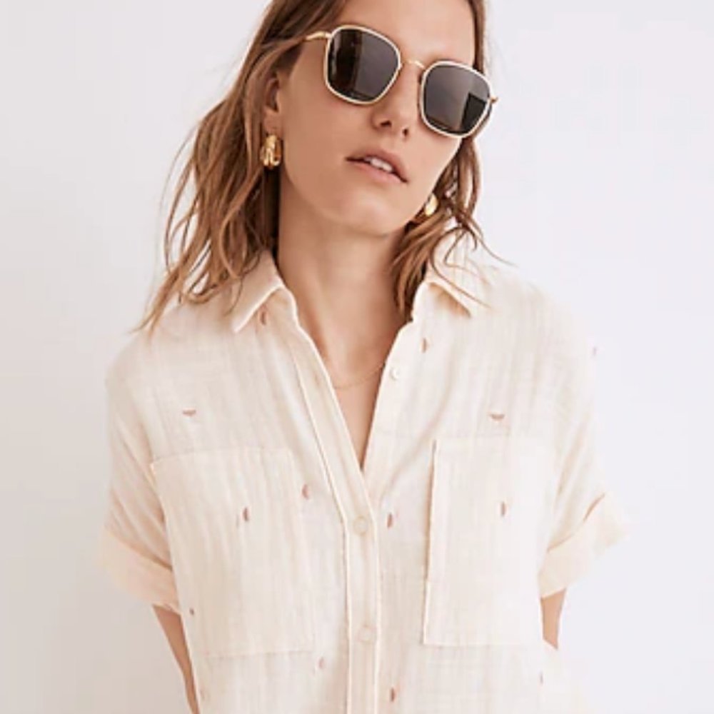 Madewell Embroidered Lightspun Lakeline Shirtdress - Size XS Tag / S Street Size